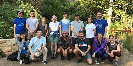 Group of hikers in woods