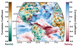 Decadal-scale correlations between northern Gulf of Mexico and global sea surface salinity as well as continental precipitation