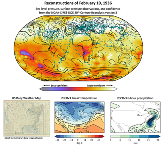 Reconstructions of the weather on February 10, 1936 at 12 UTC