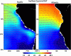 Sea surface currents and temperature